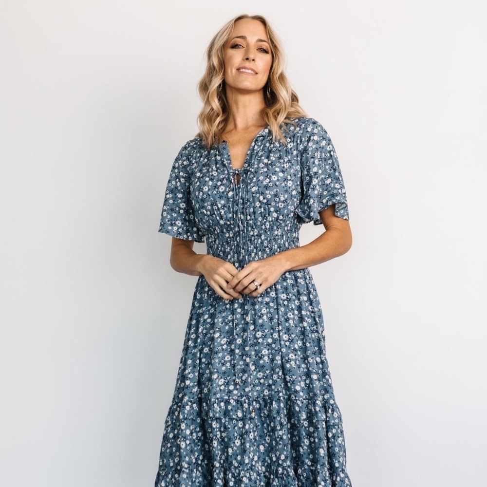 Baltic Born Spell Boho Midi Dress | Blue Floral Size LL